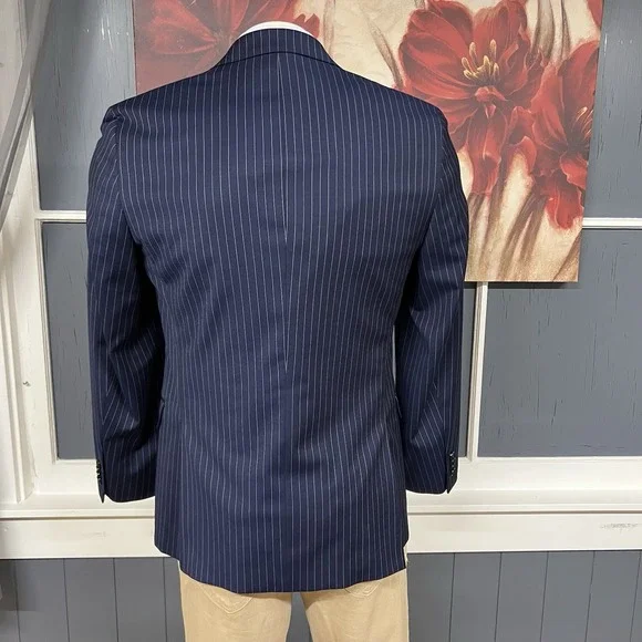 Tommy Hilfiger Suit Mens 38R Modern Fit Wool Blend Stretch Pants 32x31 Navy
